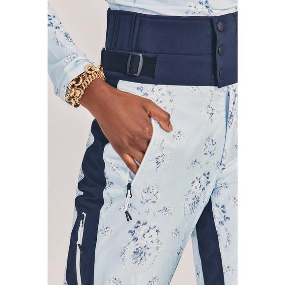 Bogner Fire + Ice X Loveshackfancy Lt.Blue Navy Floral Print Portia Ski Pants 10 - Picture 2 of 12